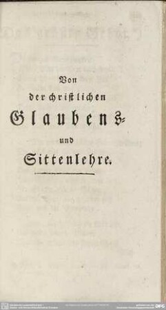 Von der christlichen Glaubens-und Sittenlehre