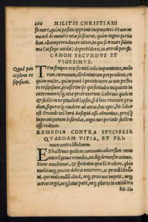 Remedia Contra Specialia Quaedam Vitia, Et Primum contra libidinem.