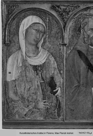 Polyptychon mit Maria und Kind und vier Heiligen