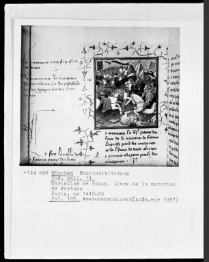 Livre de la mutation de Fortune — Amazonenschlacht, Folio 103verso