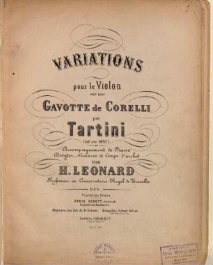 Variations pour le violon sur une gavotte de Corelli