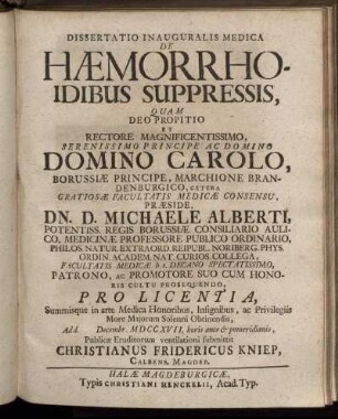 De Hæmorrhoidibus Suppressis,