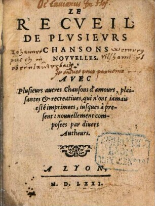 Le recueil de plusieurs chansons nouvelles