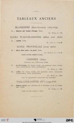 Tableaux Anciens (Nr. 14-19)