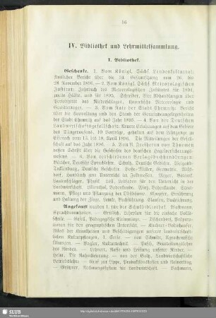 IV. Bibliothek und Lehrmittelsammlung