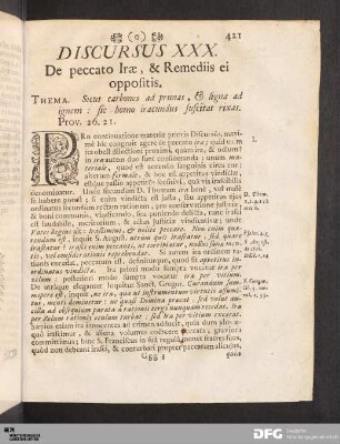 Discursus XXX. De peccato Iræ, & Remediis ei oppositis