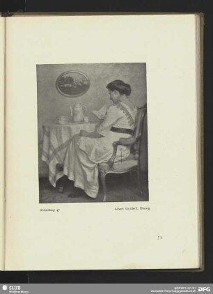 [Die lesende Dame am Teetisch]