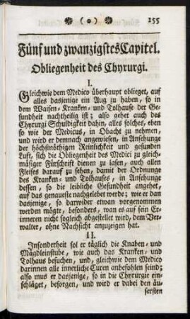 Fünf und zwanzigstes Capitel. Obliegenheit des Chyrurgi