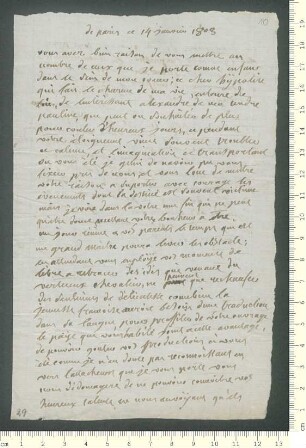 Brief von ... Mouron de Rubelles (Marquise) an Adelbert von Chamisso