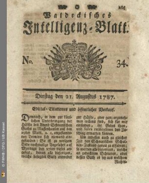 No. 34. Dinstag den 21. Augustus 1787