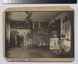 Atelier von Mathieu Molitor : Atelier von Mathieu Molitor. Fotografie; 12,3 x 18,9 cm. nach 1908. Dresden: SLUB Mscr.Dresd.App.2000,939