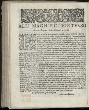 Dedikationen an die Herren und Landesgenossen von Urbino von Simone Balsamino, o.O. + Datum