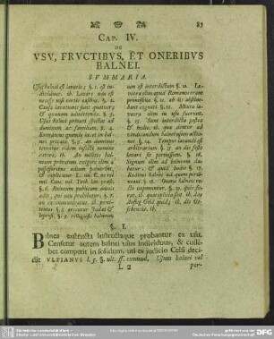 Cap. IV. De Usu, Fructibus, Et Oneribus Balnei