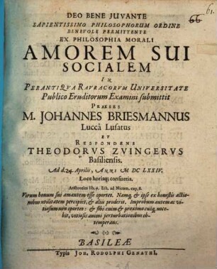 Ex philosophia morali amorem sui socialem