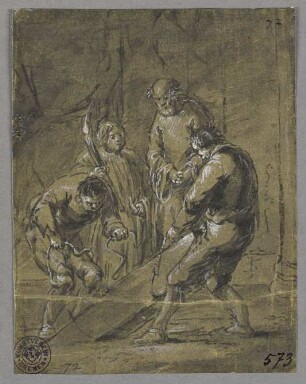 Eulenspiegels Sarg fällt aufrecht in die Grube, aus: "Geschichte des Till Eulenspiegel"
