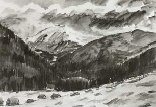 Blick auf beschneiten Berg (poln. Tatra)