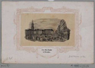 Ansicht des Altmarktes in Dresden, Blick nach Süden in die Seegasse mit der Kreuzkirche