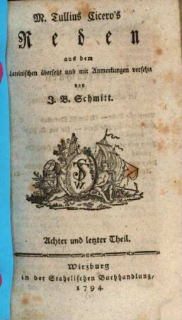 M. Tullius Cicero's Reden, Achter Theil