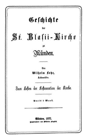 Geschichte der St. Blasii-Kirche zu Münden