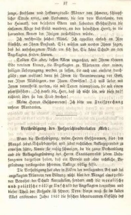 Vertheidigung des Hofgerichtsadvokaten Metz: