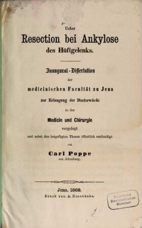 Über Resection bei Ankylose des Hüftgelenks