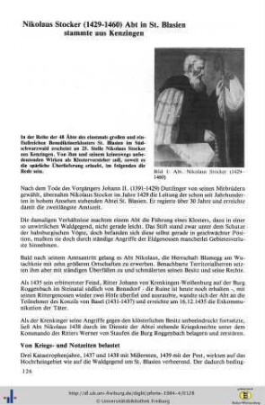 Nikolaus Stocker (1429 – 1460) Abt in St. Blasien stammte aus Kenzingen