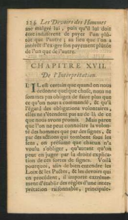 Chapitre XVII. De l'Interpretation.
