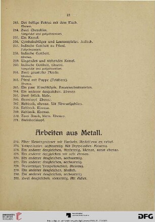 Arbeiten aus Metall (Nr. 272-303)