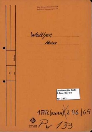 Personenheft Heinz Walther (*01.01.1914), SS-Untersturmführer