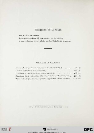 Conditions de la vente