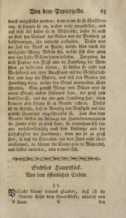 65, Sechstes Haupstück. Von dem öffentlichen Credite.