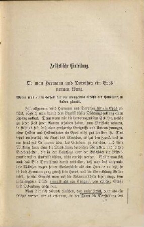Aesthetische und historische Einleitung nebst fortlaufender Erläuterung zu Goethes Hermann und Dorothea
