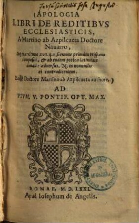 Apologia Libri de reditibus ecclesiasticis