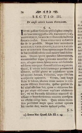 Sectio III. De causis caloris harum thermarum.