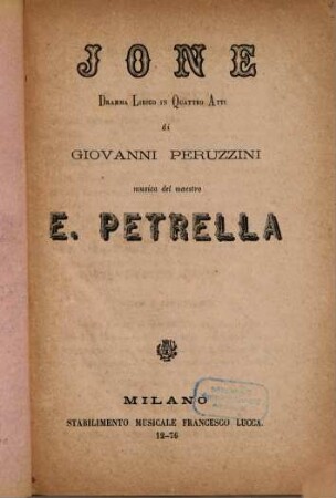 Jone : dramma lirico in quattro atti