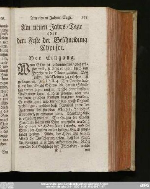 Am neuen Jahrs-Tage oder dem Feste der Beschneidung Christi.