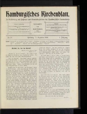 Nr. 37. Hamburg, 11. Dezember 1904. 1. Jahrgang.