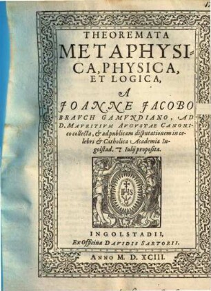 Theoremata metaphysica, physica et logica
