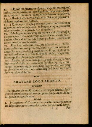 Auctarii Loco Adiecta.