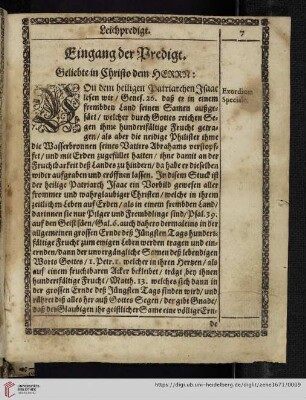 Eingang der Predigt