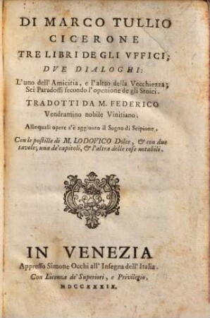 Tre Libri De Gli Vffici