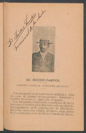[Ilustración de] Dr. Isidoro Campos