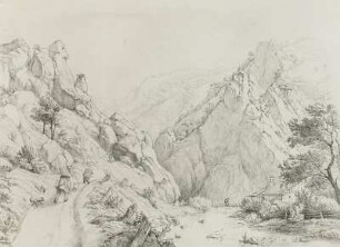 Gebirgslandschaft : Bleistiftzeichnung, 19.4 x 26 cm, Dresden, Privatbesitz
