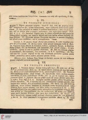 §. VI. De Peccato Originali