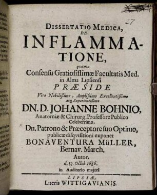 Dissertatio Medica, De Inflammatione