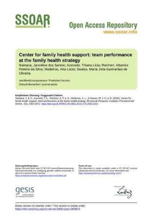Center for family health support: team performance at the family health strategy
