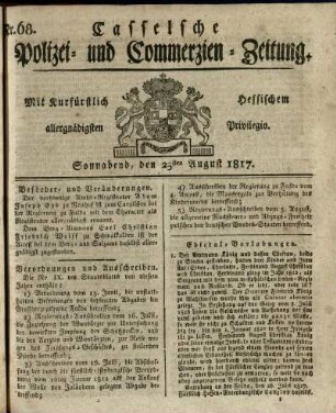 Nr. 68, Sonnabend, den 23sten August 1817