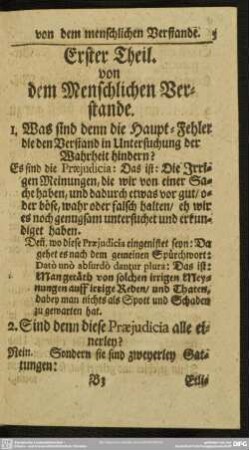 Erster Theil. von dem Menschlichen Verstande