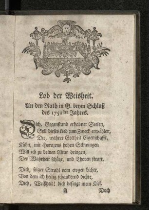 Lob der Weisheit.