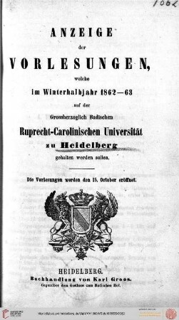 Wintersemester 1862/1863